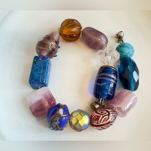 Vintage Colorful Art Glass Beaded Bracelet